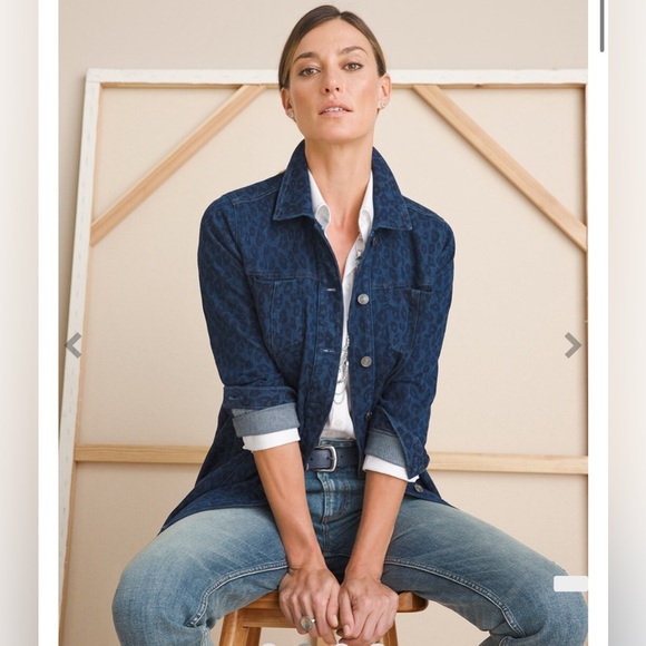 Animal-Print Elongated Denim Jacket size 20-22 - Picture 5 of 7